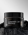 Amber Cosmetic Jar on the Rock Mockup
