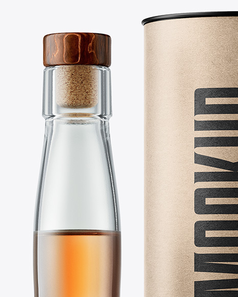 Tall Whiskey Bottle with Tube Mockup