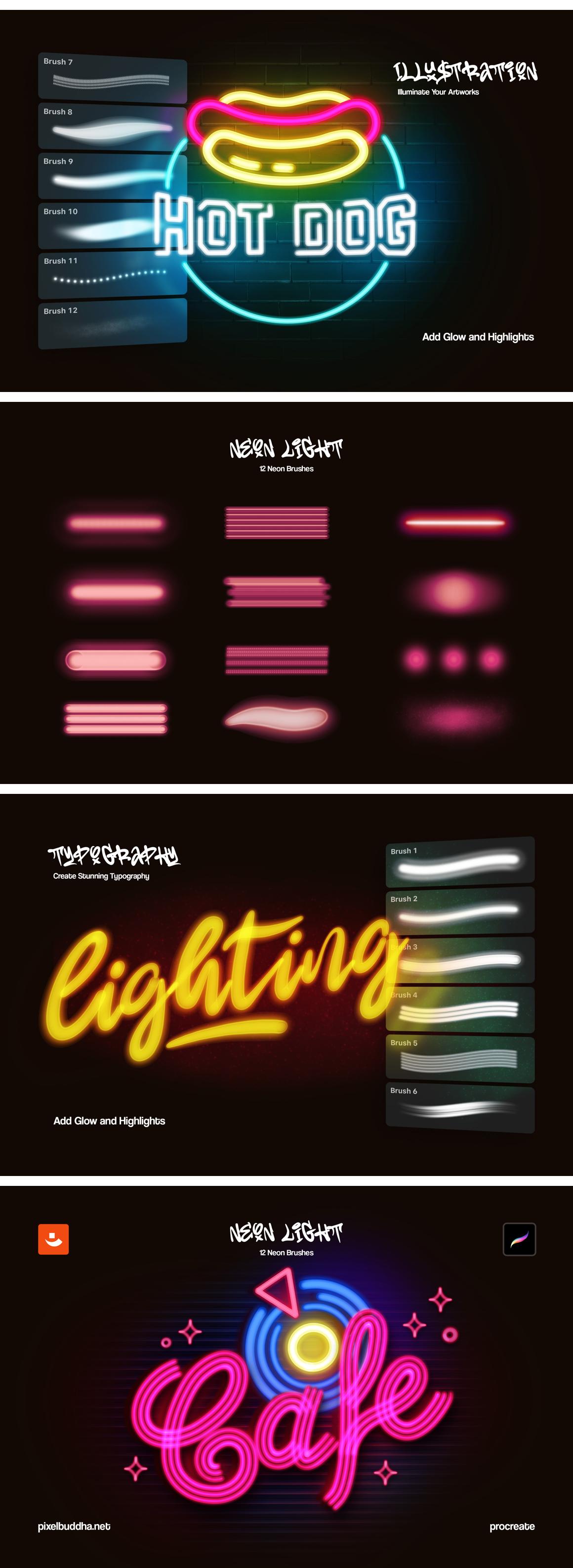 Neon Light Procreate Brushes