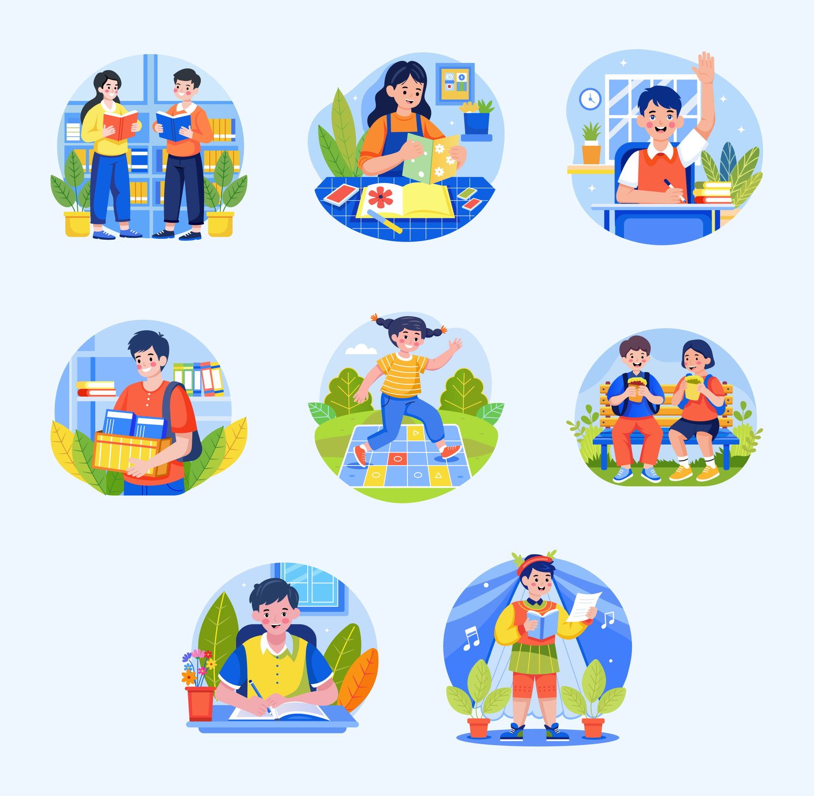 School Illustration Art Set