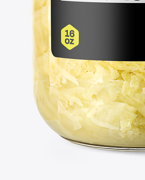 Clear Glass Jar with Sauerkraut Mockup