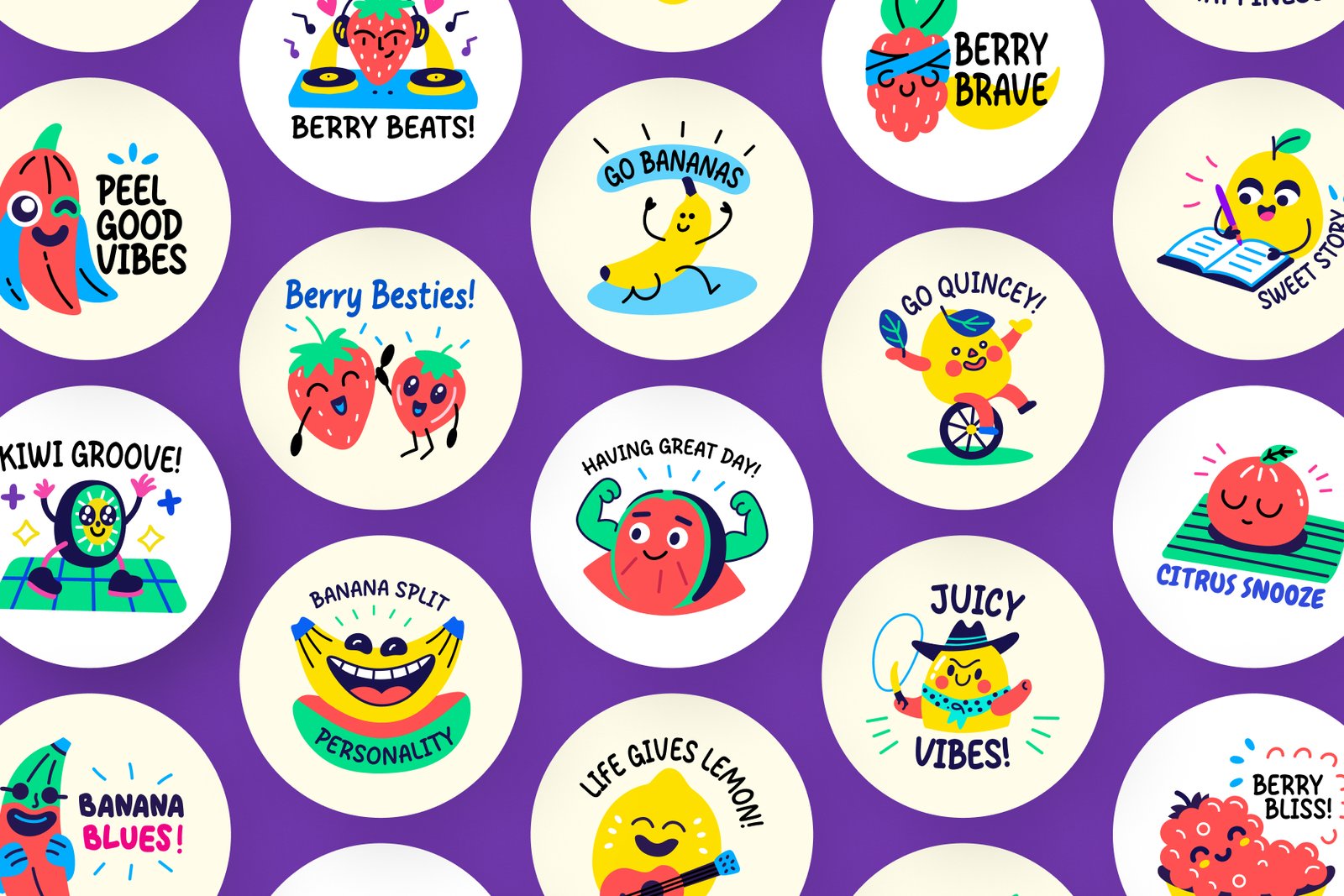 Animated Cool Fruit Stickers Collection