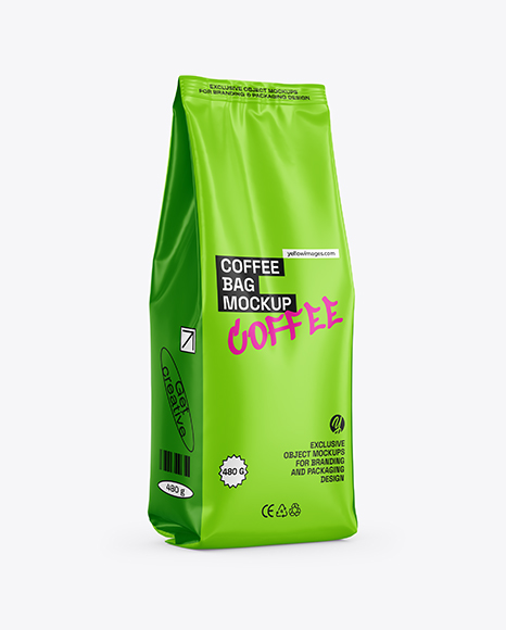 Matte Coffee Bag Mockup - Half Side view