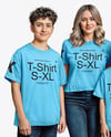 Family with Two Boys Wearing T-shirts and Jeans Mockup