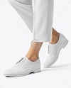 Suede Derby with Trousers on Women's Legs Mockup
