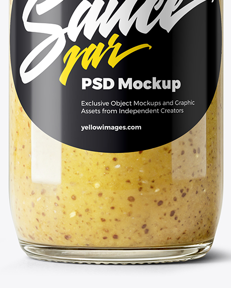 Glass Bottle with Dijon Mustard Mockup