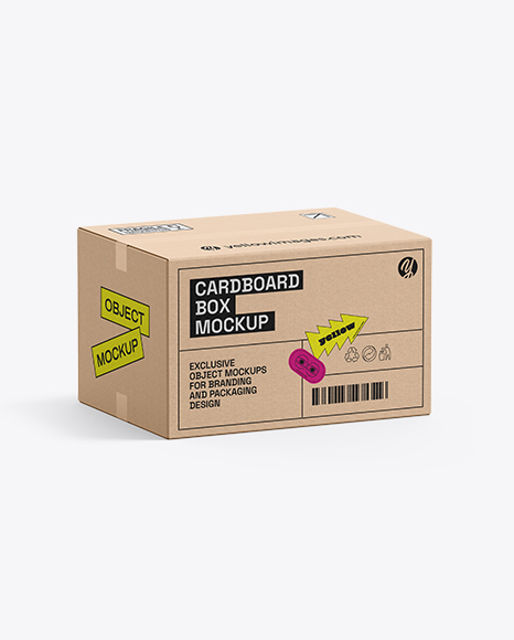 Cardboard Box Mockup – Half Side View