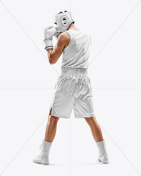 Man Wearing Boxing Kit with Jersey and Shorts Mockup