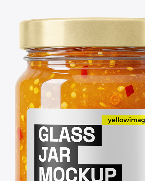 Glass Jar with Hot Pepper Jelly Mockup
