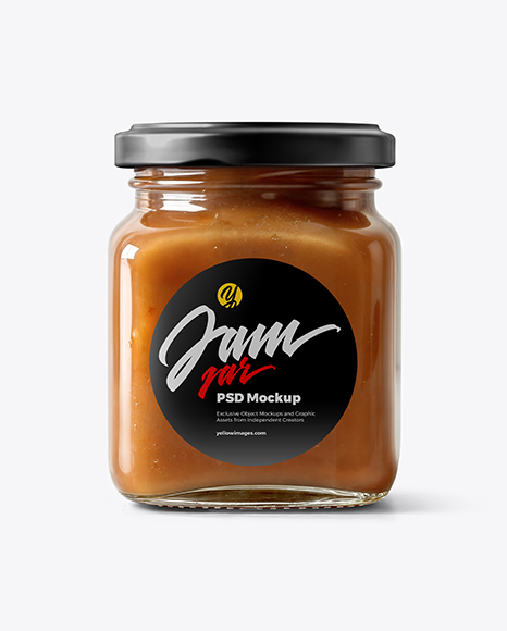 Clear Square Glass Jar with Apple Butter Mockup - Square+Packaging+Box+Mockup+|+Creative+Photoshop+Templates+...