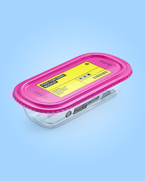 Clear Plastic Container with Glossy Plastic Lid Mockup