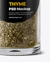 Clear Glass Spice Jar with Thyme Mockup