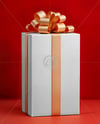 X-mas Present Box with Big Gold Bow Mockup