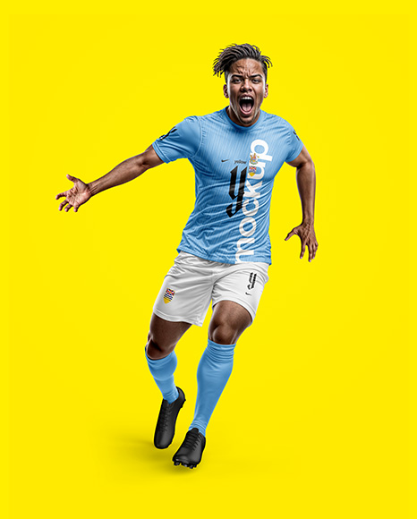 Soccer Player Wearing a Full Kit Mockup