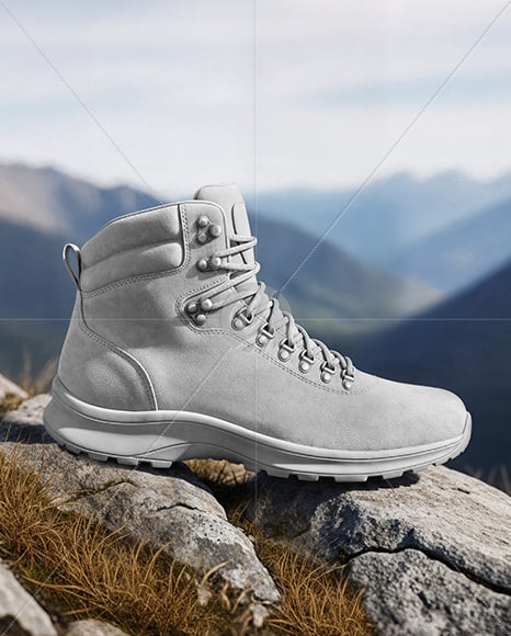 Hiking Boot on Rock Mockup