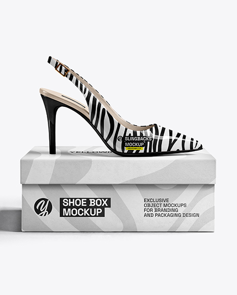 Glossy Slingback on Shoe Box Mockup