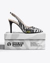 Glossy Slingback on Shoe Box Mockup