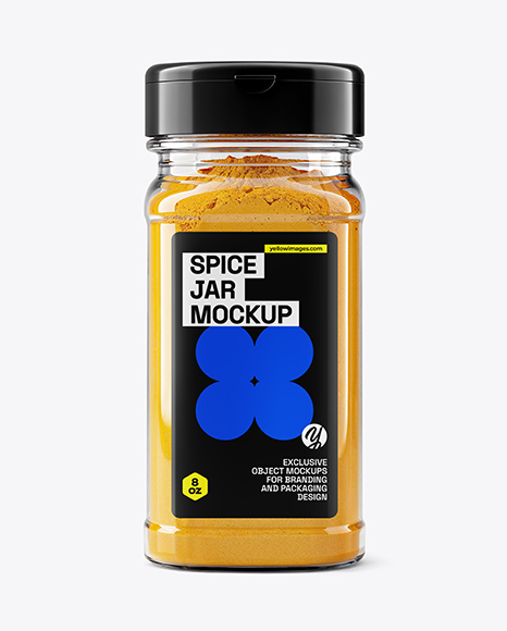 Square Spice Jar with Turmeric Mockup - Realistic mockups