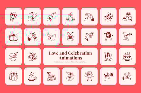 Animated Love and Celebration Icons - Creative Store