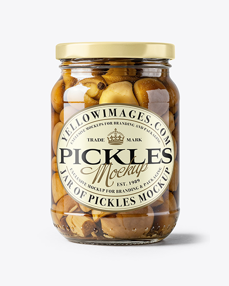 Glass Jar with Porcini Mushrooms Mockup - Standard glass jar mockups