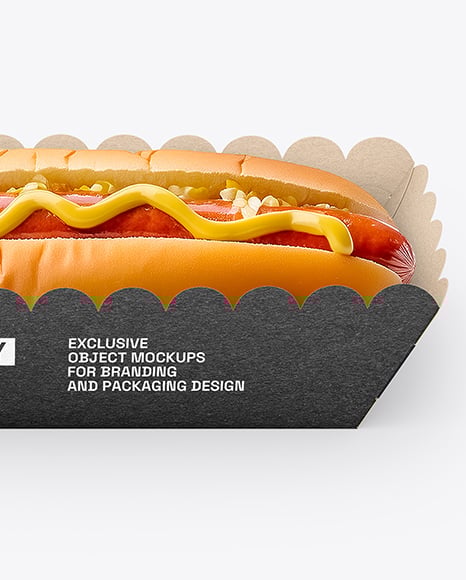Kraft Paper Tray with Hot Dog Mockup