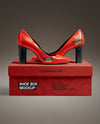 Block Heel Pumps with Shoe Box Mockup
