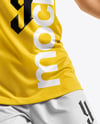 Female Soccer Player Wearing Jersey and Shorts Mockup
