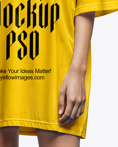 Young Asian Woman Wearing Oversized T-Shirt Mockup
