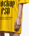 Young Asian Woman Wearing Oversized T-Shirt Mockup