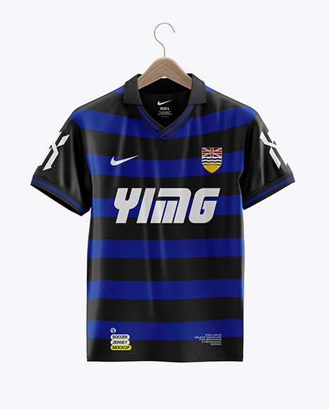 Soccer Polo Jersey on a Wooden Hanger Mockup