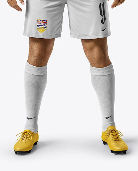 Soccer Player Wearing Jersey and Shorts Mockup