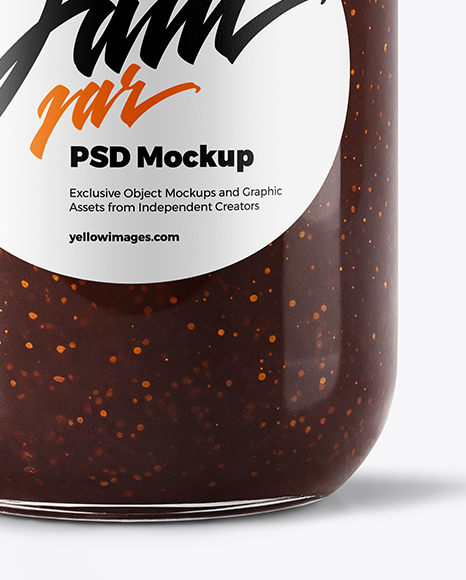 Clear Glass Jar with Fig Jam Mockup
