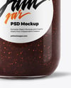 Clear Glass Jar with Fig Jam Mockup