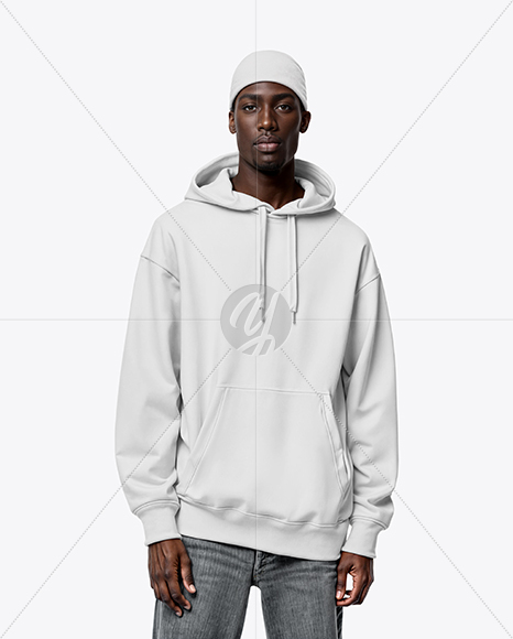 Black Man Wearing Hoodie and Bandana Mockup