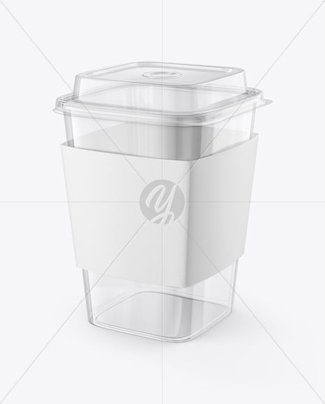 Clear Plastic Cup with Paper Holder Mockup
