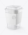 Clear Plastic Cup with Paper Holder Mockup