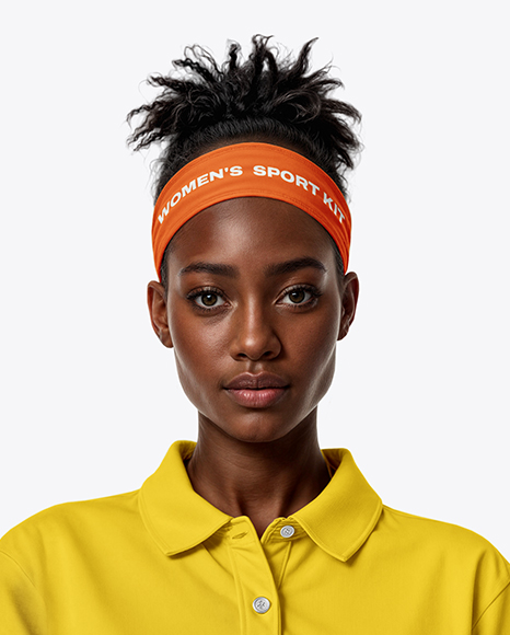 Afro-American Woman Wearing Tennis Polo Shirt and Shorts Mockup