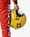 Man Wearing Racing Kit with Helmet Mockup