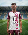 Soccer Player Wearing a Jersey and Shorts at the Stadium Mockup