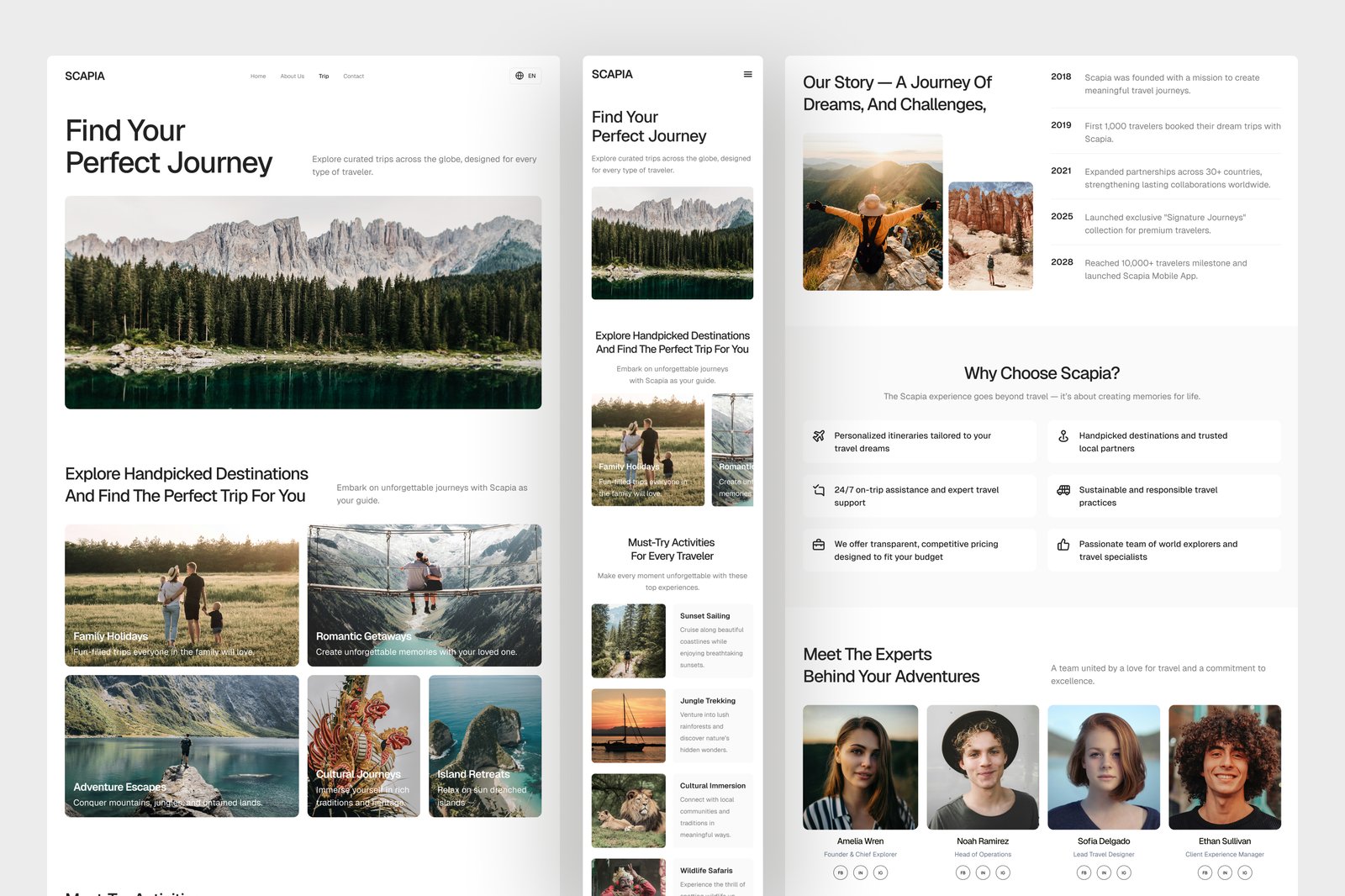 Scapia - Travel Agency Website UI Figma Template