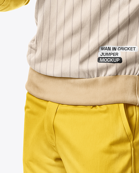 Cricket Player Wearing a Sleeveless Jumper Holding a Bat Mockup