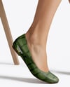 Pair of Leather Ballet Flats on Woman's Legs Mockup