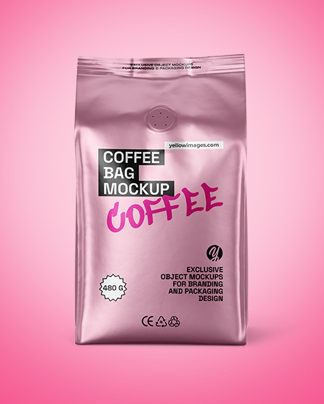 Metallic Coffee Bag with Valve Mockup
