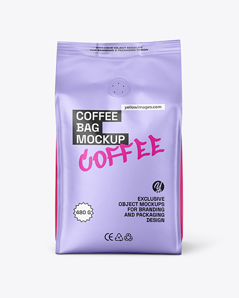 Matte Coffee Bag with Valve Mockup