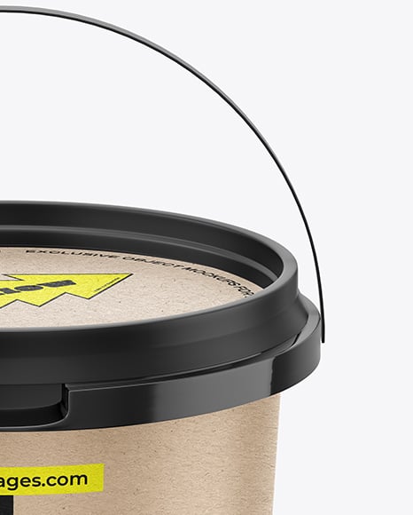 Glossy Plastic Bucket with Handle Mockup