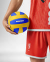 Man Wearing Full Volleyball Kit with Ball Mockup