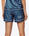 Woman Wearing Pajamas with Shorts Mockup