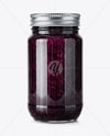 Glass Jar with Blueberry Jam Mockup