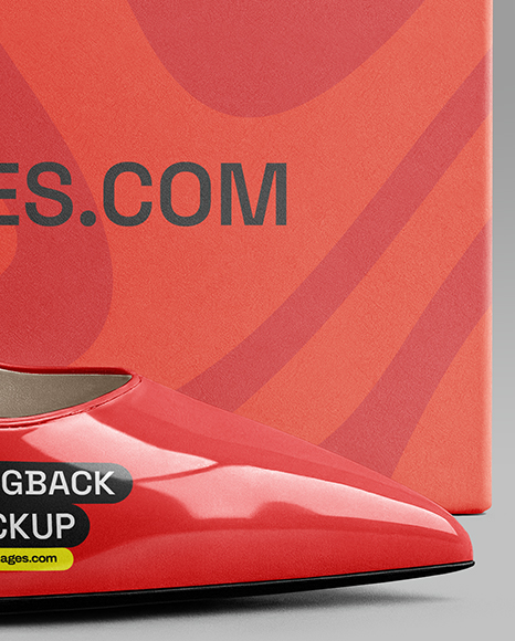 Glossy Slingback with Shoe Box Mockup