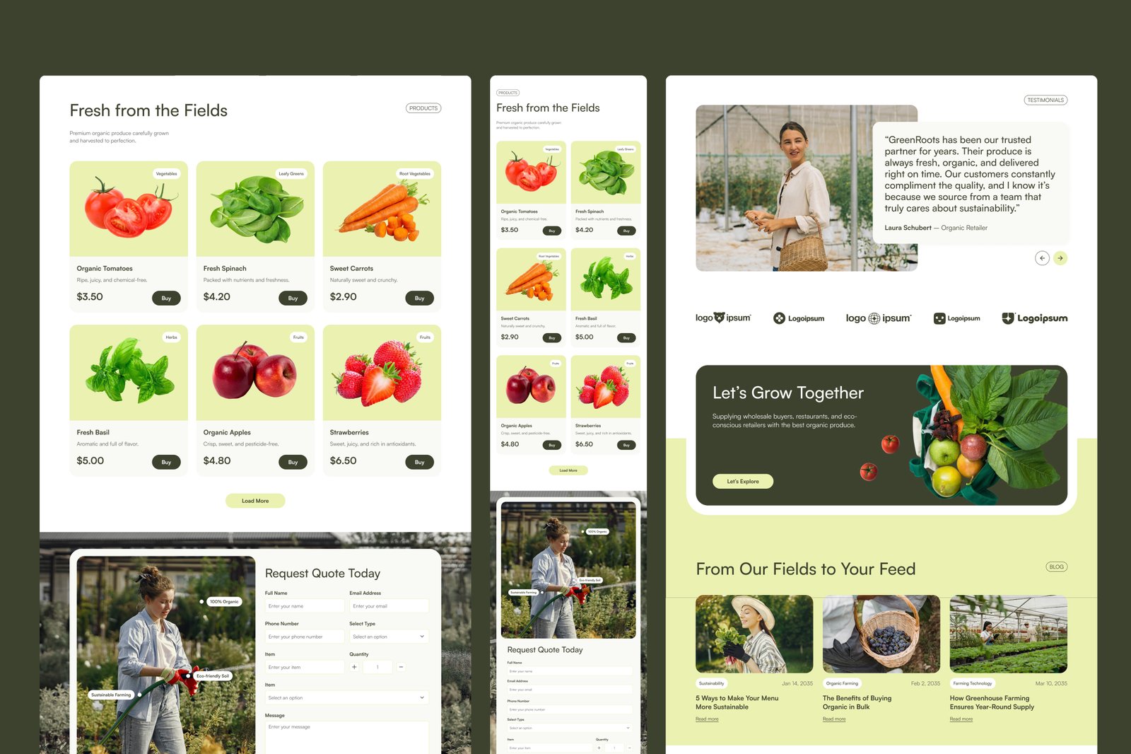 GreenRoots – Agriculture Website UI Figma Template
